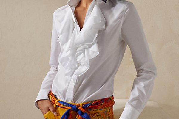 Keara Ruffle-Trim Broadcloth Shirt